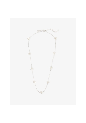 Mens Commonlines Link Pearl Sterling-Silver and Freshwater-Pearl Necklace
