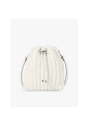 Womens Jimmy Choo Latte Mini Knitted Wool Bucket Bag