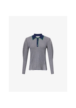 Womens Stine Goya Striped Polo Knit Top