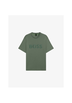 Mens Boss Logo-Print Short-Sleeve Cotton T-Shirt