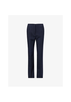 Womens Mugler Tailored Striped Straight-Leg Wool-Blend Trousers