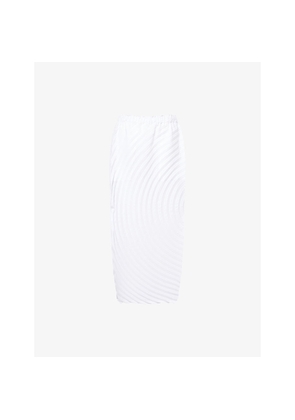 Womens Issey Miyake Paper Bag Pleats Knitted Midi Skirt
