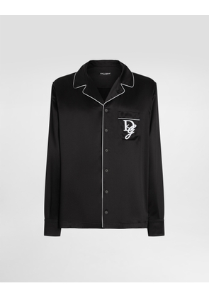 Dolce & Gabbana Silk Vanity Shirt With Logo Embroidery - Man Shirts Black Silk 37