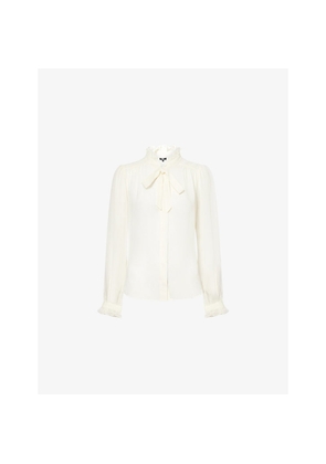 Womens Paige Leya Puffed-Shoulders Silk Blouse