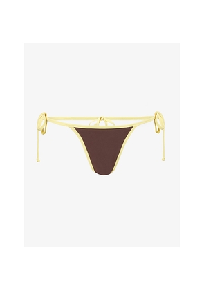 Womens Ru & Rocka Contrast-Piping Bikini Bottoms