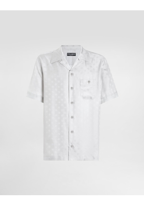 Dolce & Gabbana Dg Jacquard Logo Hawaii Shirt - Man Shirts Gray 40