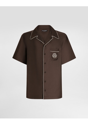 Dolce & Gabbana Hawaii Silk Twill Shirt - Man Shirts Brown 38