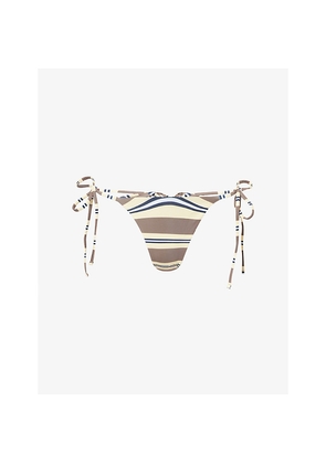 Womens Ru & Rocka Stripe-Print Bikini Bottoms