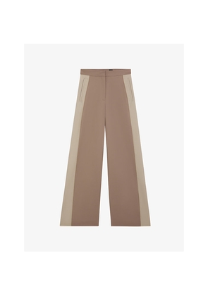 Womens Boss Contrast-Stripe Wide-Leg Virgin-Wool Trousers