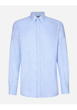 Dolce & Gabbana Cotton And Linen Martini-fit Shirt - Man Shirts Purple 45