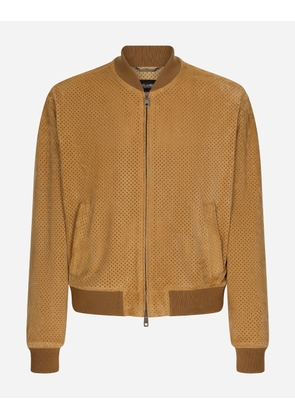 Dolce & Gabbana Perforated Suede Jacket - Man Coats And Jackets Beige 56