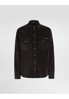 Dolce & Gabbana Fine-wale Corduroy Shirt - Man Shirts Gray 40