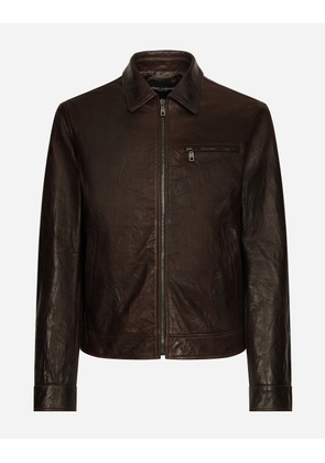 Dolce & Gabbana Leather Jacket - Man Coats And Jackets Brown 48