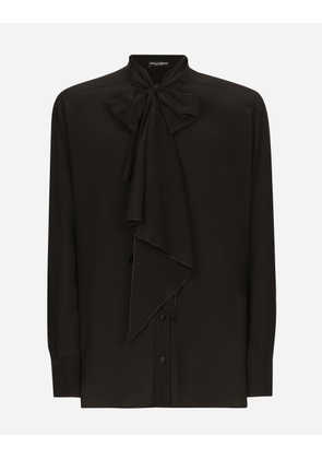 Dolce & Gabbana Oversize Silk Shirt With Pussy-bow - Man Shirts Black Silk 43