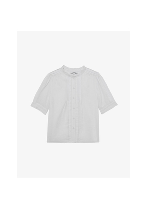 Womens Reiss Aurelia Puff-Sleeve Cotton Top