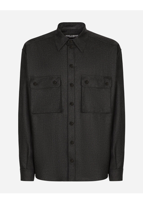 Dolce & Gabbana Oversize Flannel Shirt - Man Shirts Gray 37