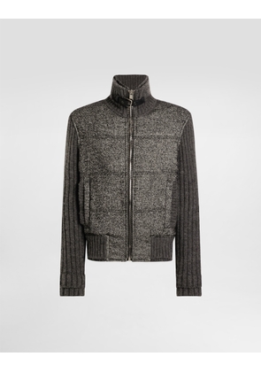 Dolce & Gabbana Knitted Houndstooth Jacket - Man Coats And Jackets Grey 50