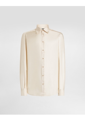 Dolce & Gabbana Martini Shirt In Silk Twill - Man Shirts Beige 43
