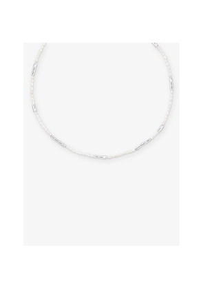 Womens Astrid & Miyu Pearl Molten Rhodium Plated Sterling-Silver and Pearl Necklace