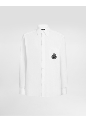 Dolce & Gabbana Linen Shirt With Heraldic Patch - Man Shirts White Linen 41