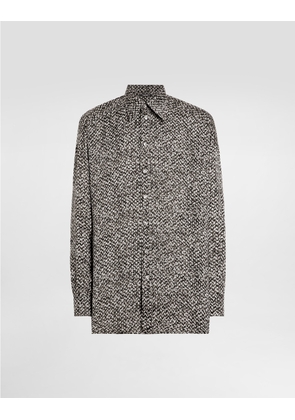 Dolce & Gabbana Chiffon Shirt With Bouclé Print - Man Shirts Multicolor 37