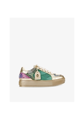 Womens Kurt Geiger London Southbank Tag Denim and Leather Trainers