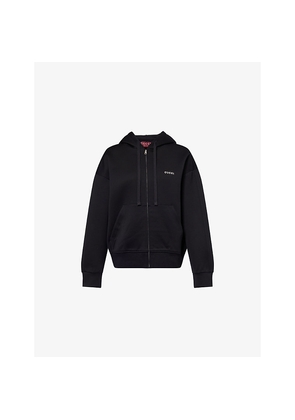 Womens Gucci Brand-Plaque Relaxed-Fit Cotton-Blend Hoodie
