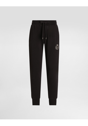 Dolce & Gabbana Jersey Trousers With Heraldic Patch - Man Pants And Shorts Black 46