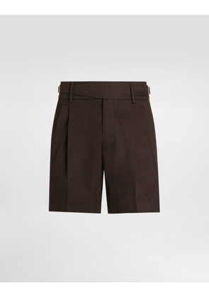 Dolce & Gabbana Cotton Gabardine Shorts With Double Darts - Man Pants And Shorts Brown 46