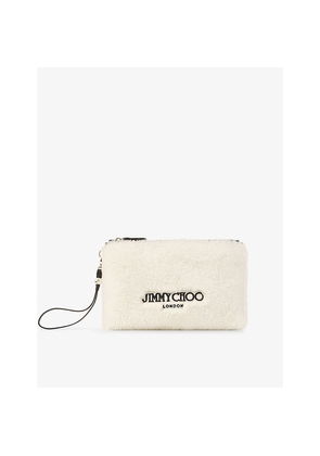 Womens Jimmy Choo Branded Shearling and Leather Pouch