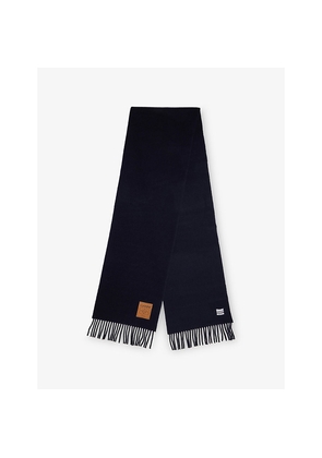 Womens Ganni Brand-Patch Wool Scarf