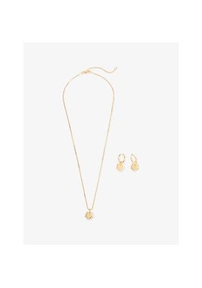 Womens Rachel Jackson Mini Heart 18ct Yellow Gold-Plated 925 Sterling-Silver Earring and Necklace Gift Set