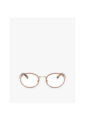 Womens Prada B55V Oval-Frame Metal Optical Glasses
