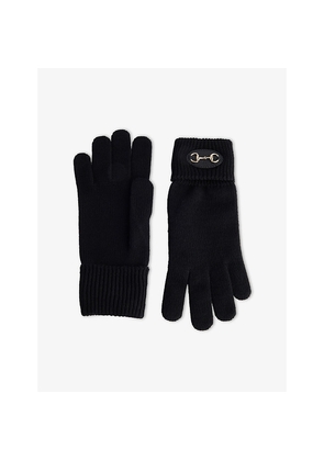 Womens Gucci Horsebit-Buckle Wool Gloves
