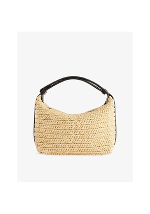 Womens Bottega Veneta Wallace Pouch Crochet and Leather Top-Handle Bag