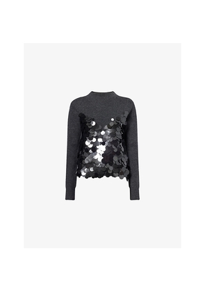 Womens Sacai Sequin-Embellished Wool Jumper