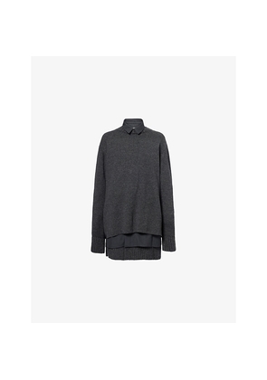Womens Sacai Suiting Wool Knit Jumper Dress