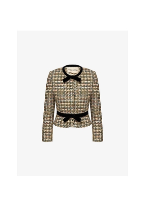 Womens Valentino Garavani Tweed Cropped Woven Jacket