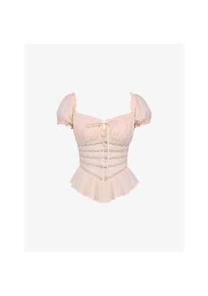 Womens House of CB Cara Peplum-Hem Chiffon Top