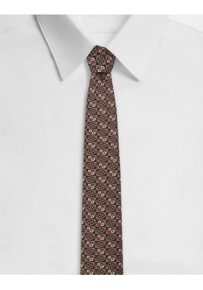 Dolce & Gabbana Silk Jacquard Tie With Micro-designs And Dg Logo - Man Ties And Pocket Squares Print Onesize