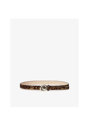 Womens Claudie Pierlot Leopard-Print Leather Belt