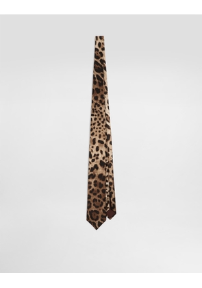 Dolce & Gabbana Leopard-print Satin Tie - Man Ties And Pocket Squares Animal Print Onesize