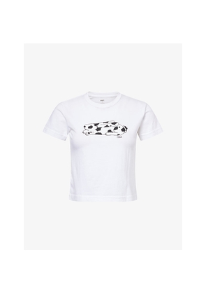 Womens Obey English Bunny Graphic-Print Cotton T-Shirt
