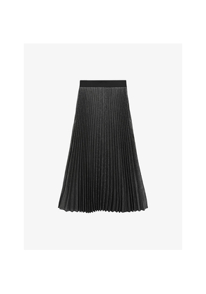 Womens Reiss Taylor Metallic Pleated Woven Midi Skirt