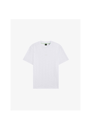 Mens Boss Jacquard-Pattern Relaxed-Fit Cotton-Jersey T-Shirt