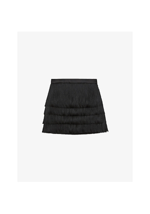 Womens Reiss Chloe Fringe High-Rise Woven Mini Skirt