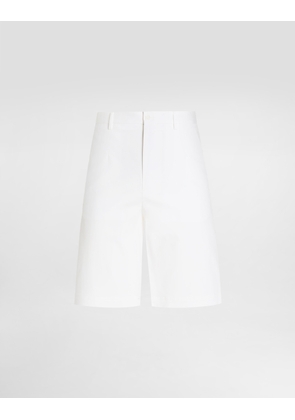Dolce & Gabbana Stretch Cotton Shorts With Branded Tag - Man Pants And Shorts White Cotton 46