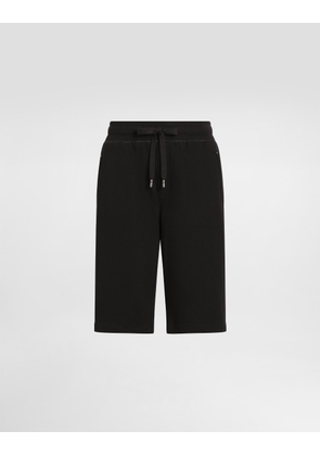 Dolce & Gabbana Jersey Jogging Shorts With Logo Tag - Man Pants And Shorts Black Cotton 50
