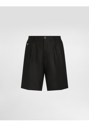 Dolce & Gabbana Linen Shorts - Man Pants And Shorts Black Linen 56