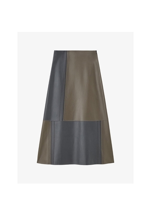 Womens Joseph Cezanne A-Line Leather Midi Skirt